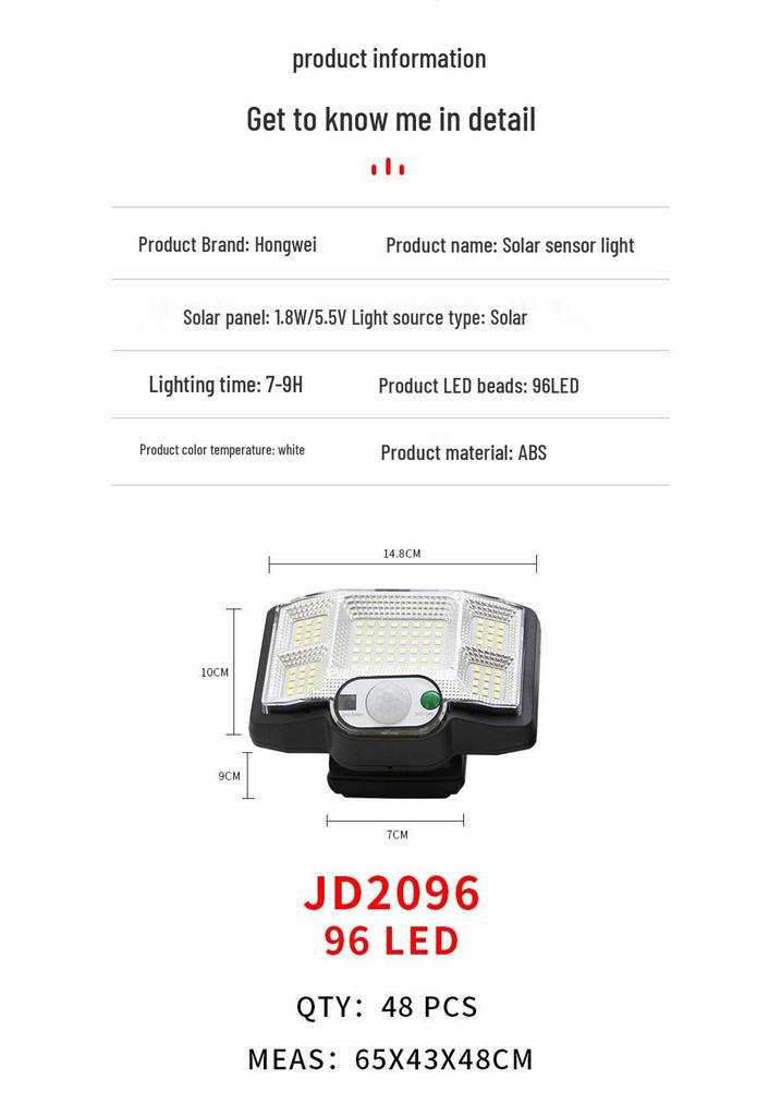 Triple-Head Rotatable Solar Outdoor Wall Lamp for Streets and Courtyards