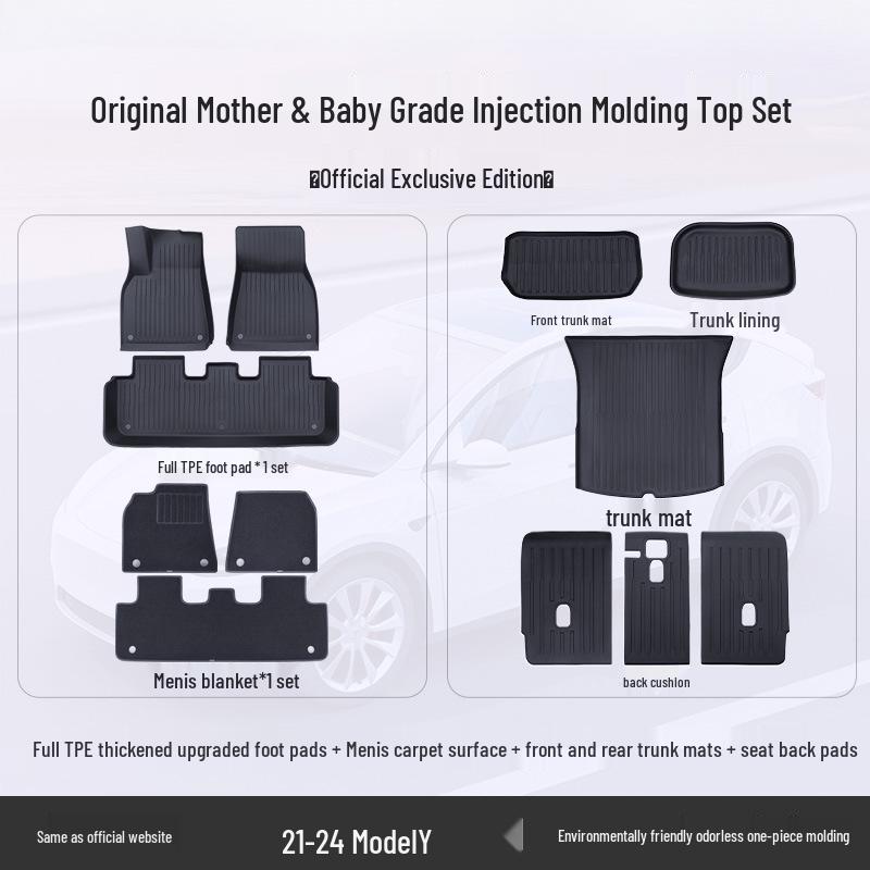 Tesla Model Y & 3 Custom TPE Floor Mats - Full Surround Car Carpets