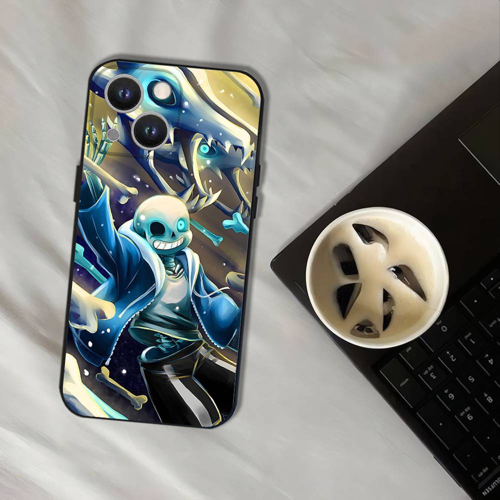 U-Undertale Sans doggo Black Soft Cover Phone Case For iPhone 17,16,15,14,13,12,11,Pro,XS,Max,XR,Plus,E,SE4,Mini