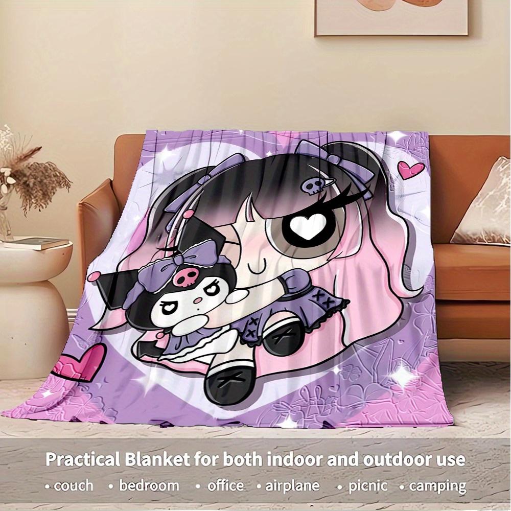 1pc Kuromi, Cute, CartoonDigital Print Fleece Blanket - Contemporary Style, Suitable for All Seasons, Perfect for Home, Travel, or Camping -