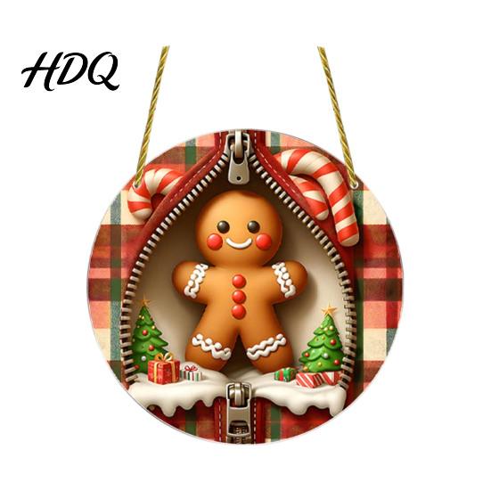 Unique Holiday Souvenir Gifts Double-sided Acrylic Christmas Hanging Ornaments Xmas Cartoon Snowman/Penguin/Gingerbread Man/Santa Claus Indoor