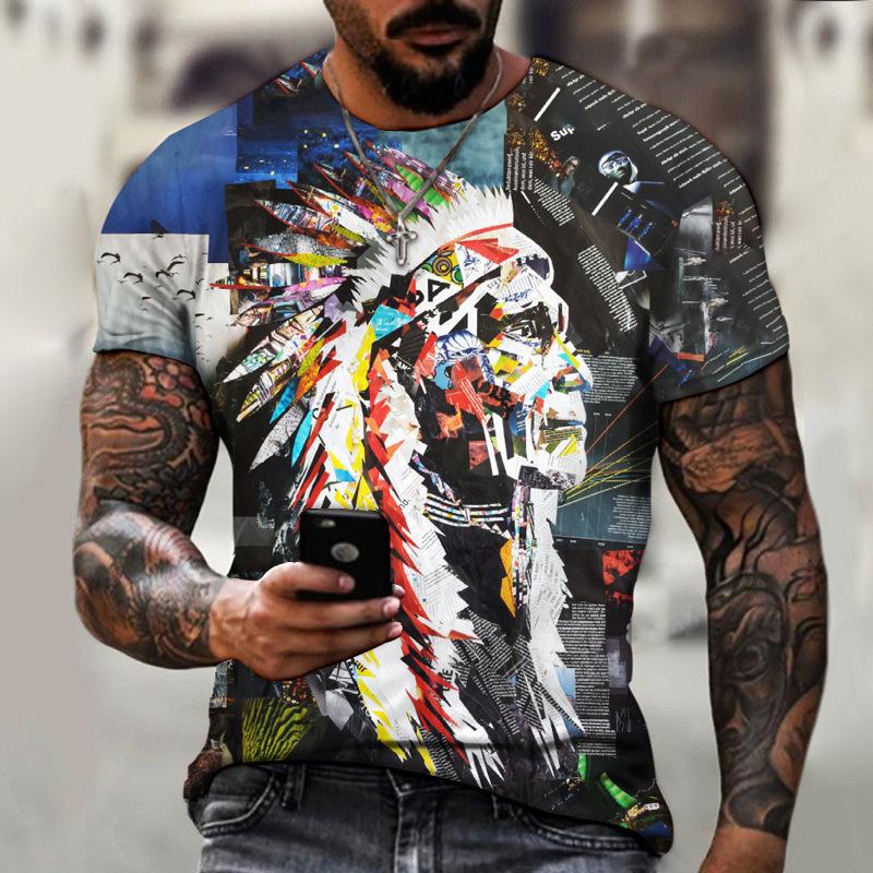 Vintage T Shirt For Men Graffiti Abstraction Short Sleeve Tops Street Hip Hop Men's T-shirts Oversized Tees Shirt Man Clothing