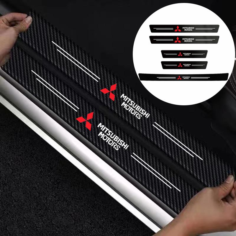 Car Carbon Fiber Door Sill Sticker Auto Protector Strip Waterproof For Mitsubishi Accessories Lancer Outlander ASX Colt I200 Ex