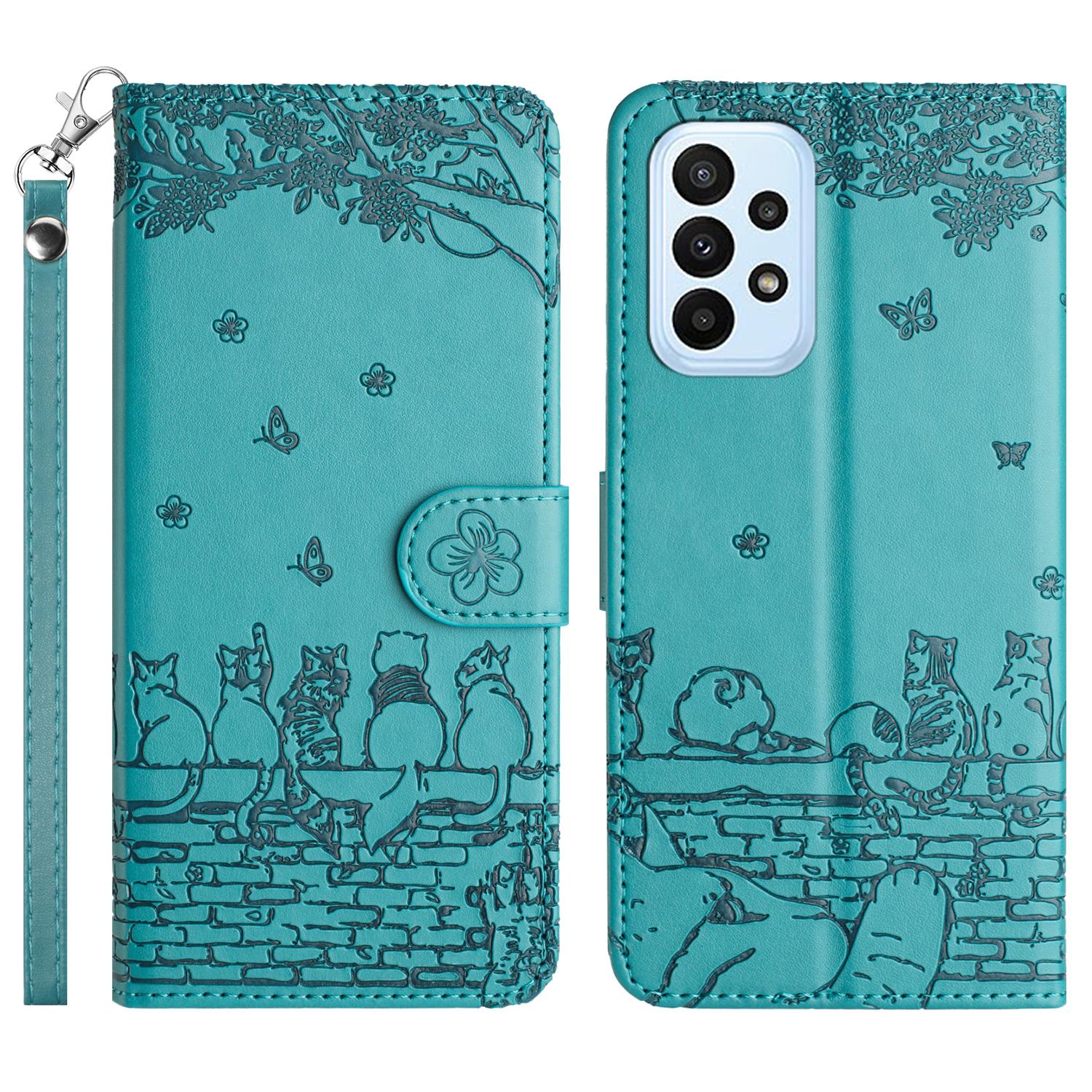 

Для Samsung Galaxy A23 4G/A23 5G (Глобальная версия)/M23 5G/F23 5G Чехол-кошелек для телефона из искусственной кожи с подставкой и ремешком Blue