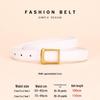 Women's Red Cowhide Leather Belt with Square Buckle - Trendy Decorative Waist Cincher