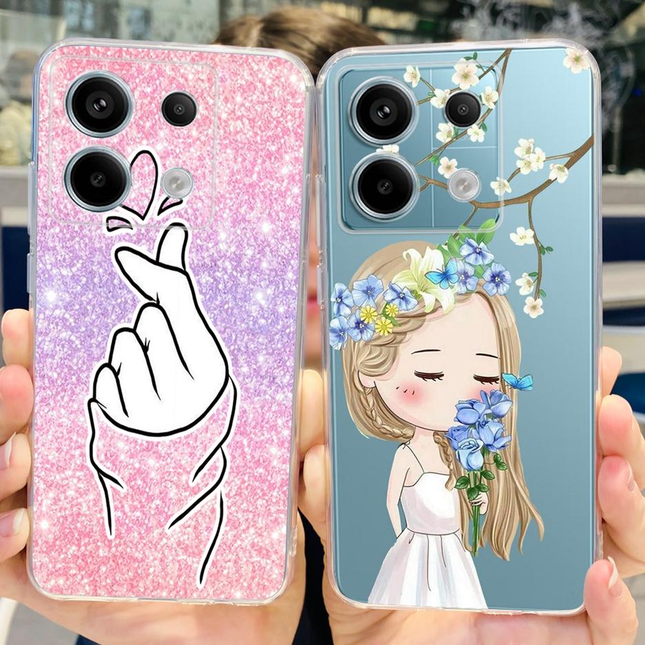 For Xiaomi Poco X6 Pro 5G Case Cute Cat Butterfly Painted Cover Soft Silicone Phone Case For Xiaomi Poco X6 Pro PocoX6 5G Fundas