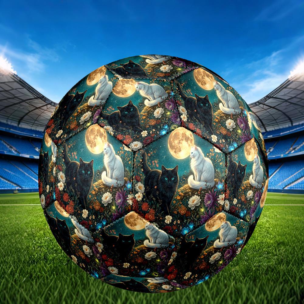 1pc Moonlit Garden Cats Theme Soccer Ball Football, Size 5, Lightweight PVC, Outdoor Training Soccer Ball,Sports Gift t61455