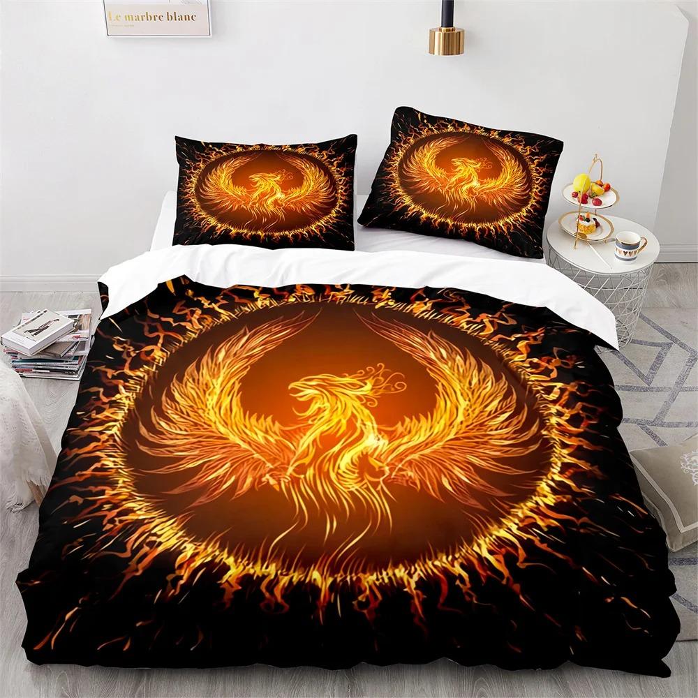 Phoenix Nirvana Duvet Cover Set Soft Fire Patterned Bedding Sets for Children Adults Teens Polyester Comforter Cover King Size