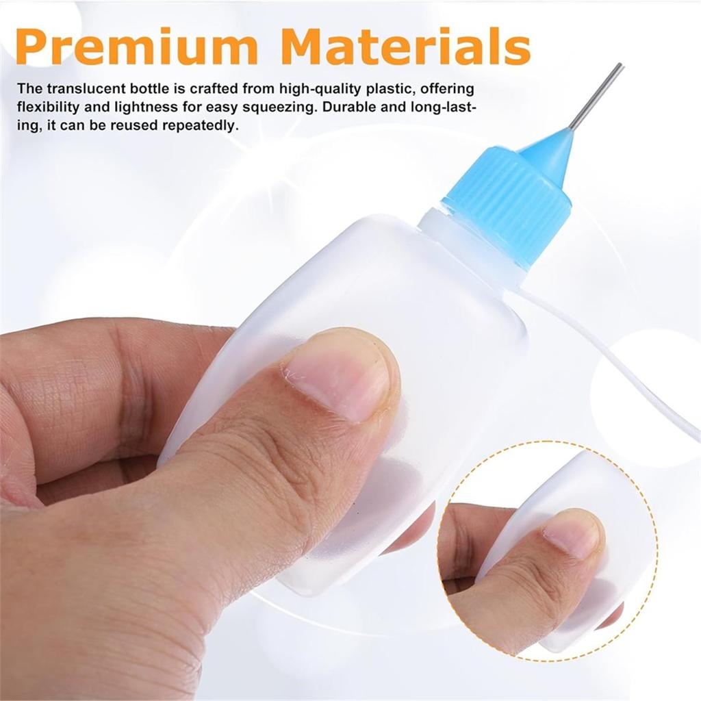 4Pcs Tip Applicator Bottle with 2 Mini Funnel Multicolor Lids, 30ML/1 OZ Tip Glue Bottles, for DIY Craft Painting