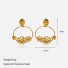 European and American INS fashion titanium steel earrings, vintage creative 18K gold-plated stainless steel stud round earrings