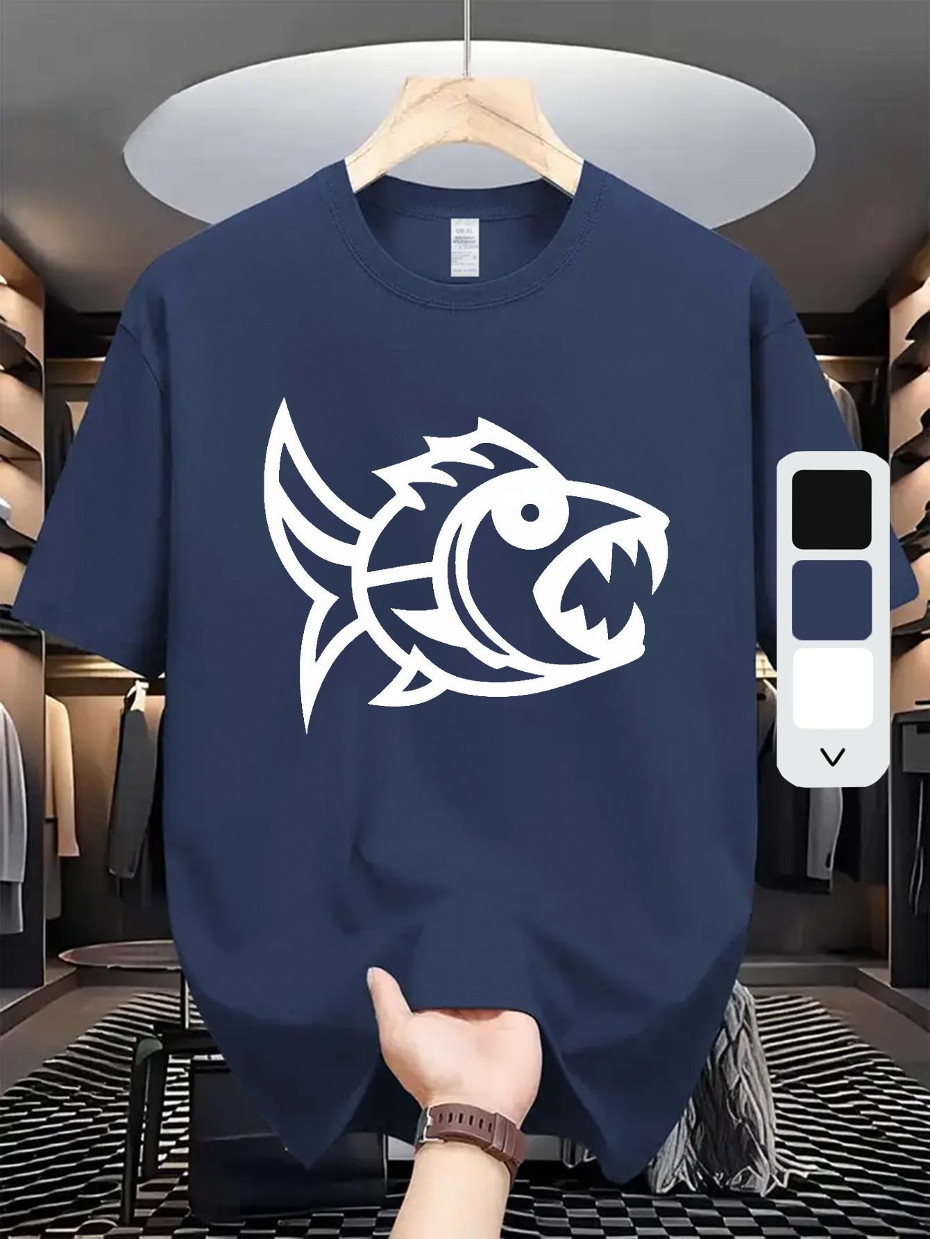 Navy Blue Graphic T-shirt - Shark Design M