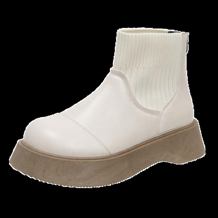 Fashion 2025 New Women's Ankle Fashion Bohemian Style Boots Low Heel Platform Chunky Sole Lace Up Side Zipper Combat Biker Boots