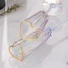 2Pcs Love Heart Shaped Goblet Sophisticated Champagne Flute Golden Edges Glasswares for Elegant Beverage Serving