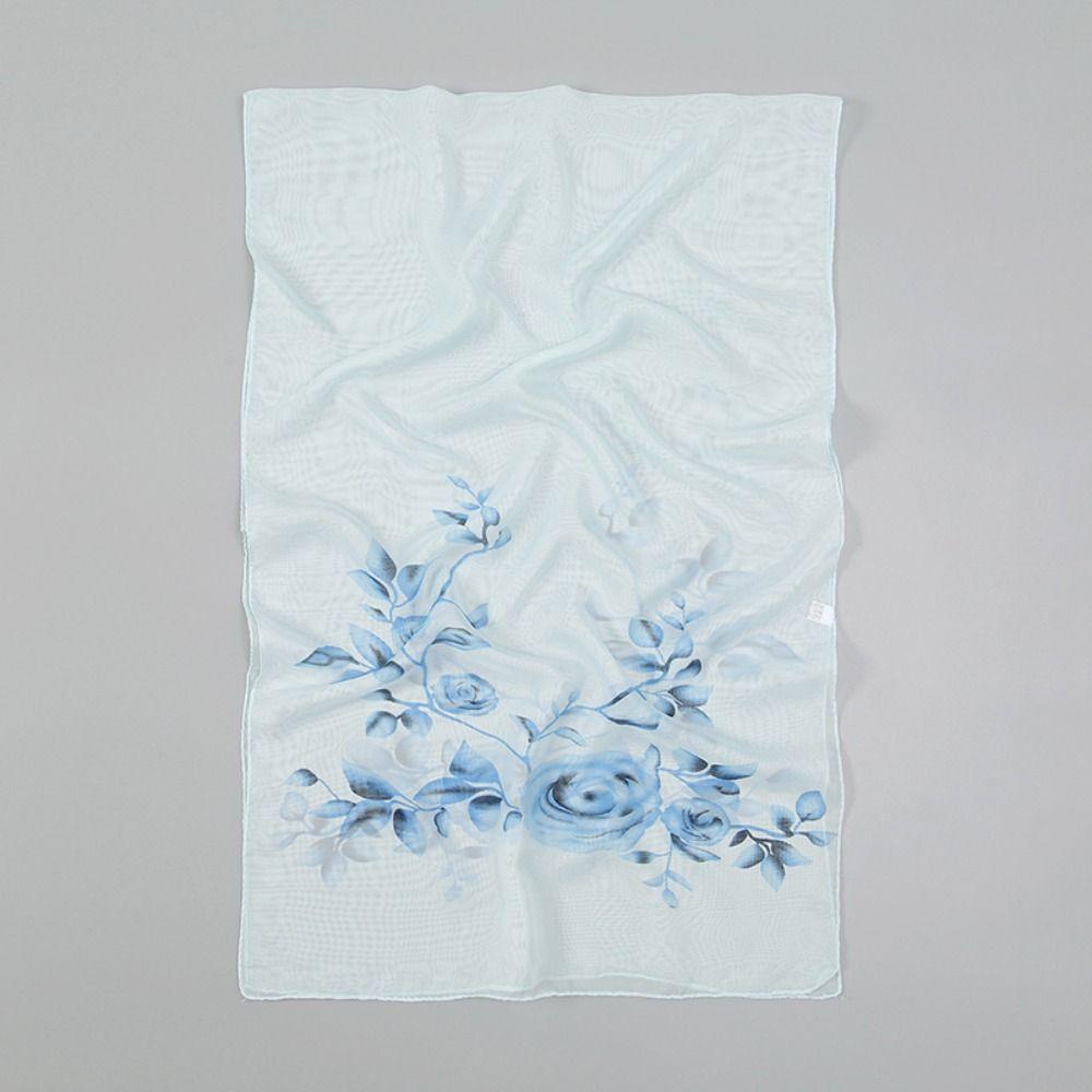 Trendy Branch Rose Pattern Chiffon Scarf Luxury Design Brand Printed Scarves Spring Summer Scarf For Women Girls