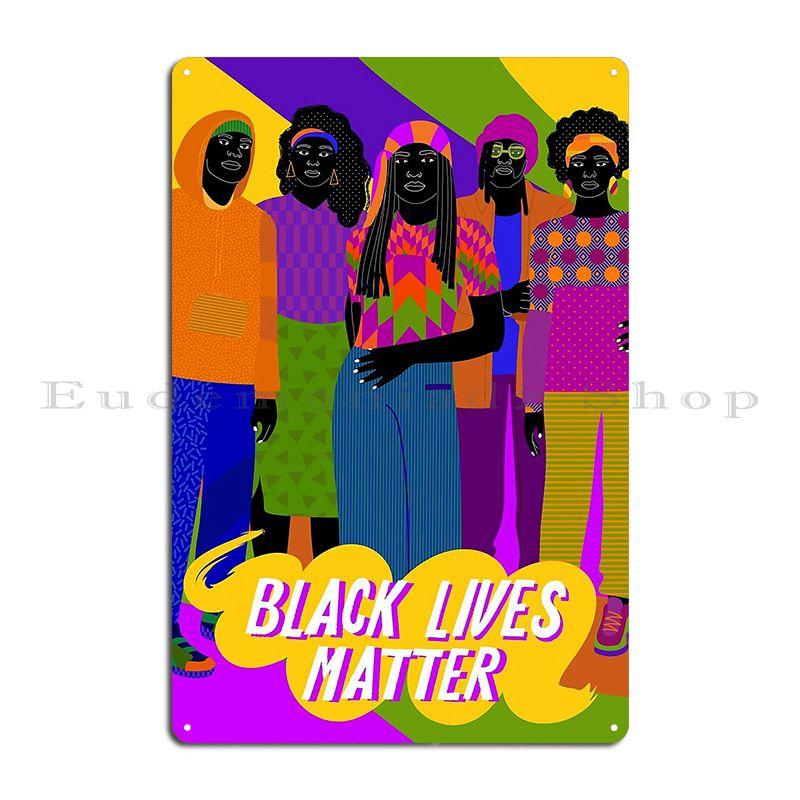 Black Afro Woman Metal Plaque Classic Painting Create Decoration Club Bar Tin Sign Poster
