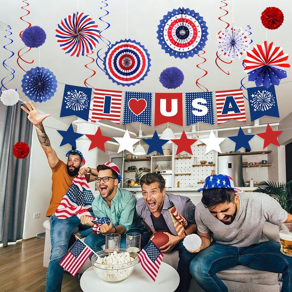 Independence Day 0th Anniversary Party Decoration Set, Containing Seven Decorations, Suitable For Celebrating Independence Day