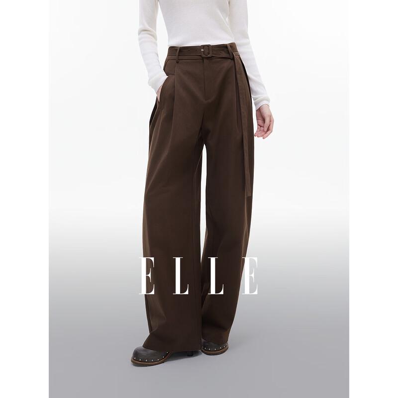 ELLE Women s French Retro High-Waisted Wide-Leg Pants M
