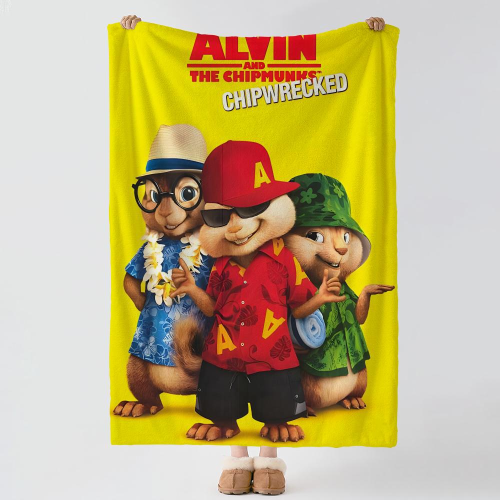 cartoon A-Alvin And The Chipmunks-s Throw Thick Comfort Flannel Quilt, Multi-scene Use Indoor Outdoor Daily Nap