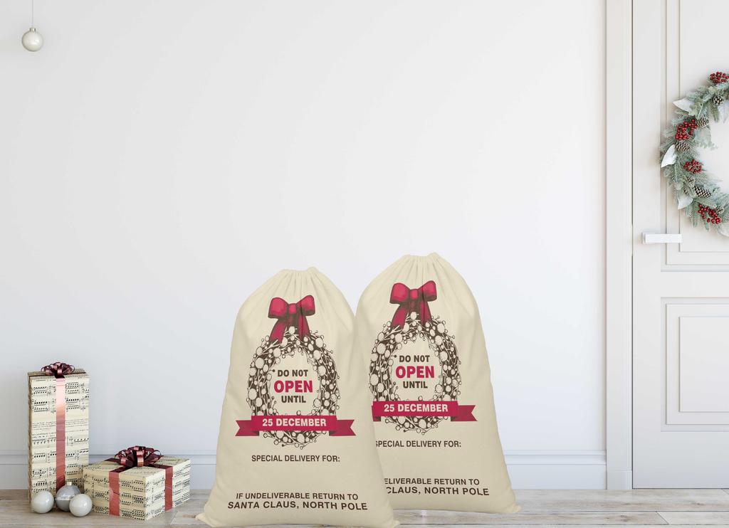 Printtoo Pack of 2 Drawstring Special Delivery Extra Large Size Christmas Sack Re-Usable Xmas Present Storage 27x20 Inch