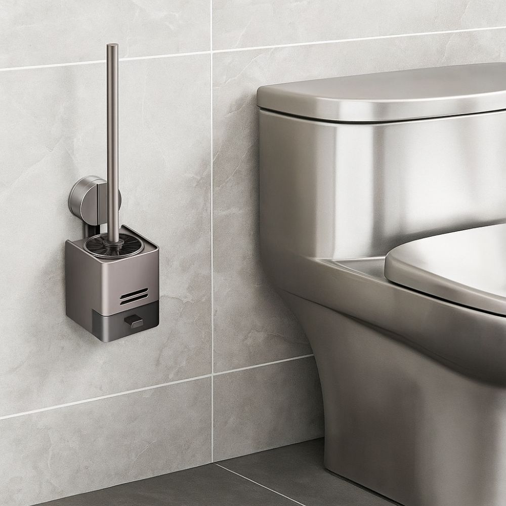 with Container Toilet Brush Storage Rack Aluminum Wall Mounted Toilet Brush Home Cleaning