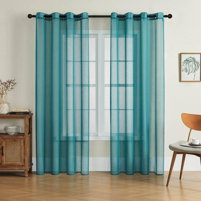 Color Modern Solid Light Transmission Curtain Bedroom Living Room Sheer Semi