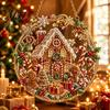 DIY třpytivá vánoční umělecká sada na malování perličkami, lapač slunce, 3D betlém/Santa Claus/ptáček/stromeček, sváteční dekorace na okno, korálky