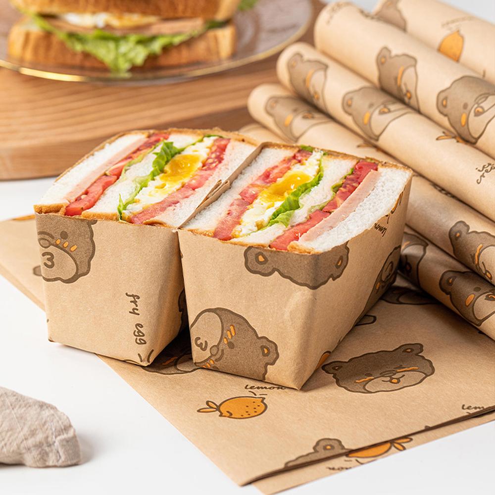 50Pcs Sandwich Wrappers Food Wax Paper Hamburger Fries Bread Baking Oil Paper Wrapping Baking Tools