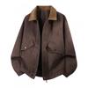 Mens PU Leather Jacket Casual Workwear Style Turn-Down Collar Outerwear Slim Fit Windproof