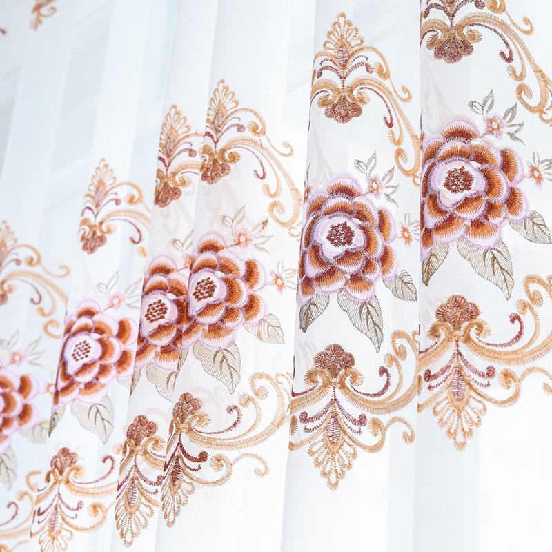 Transparente Vorhänge, bestickte Voile-Vorhänge für das Wohnzimmer, Ösen oben, massiv, leicht, für Schlafzimmer, Heimdekoration