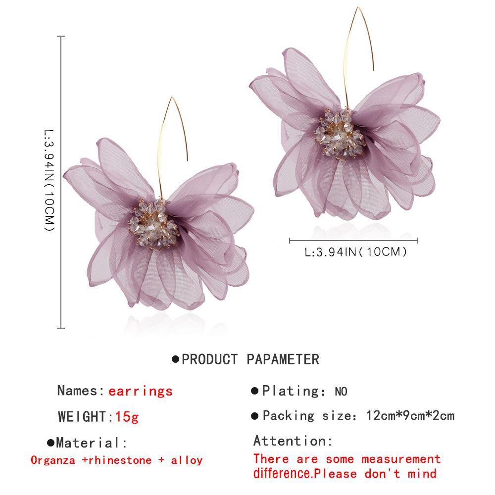 Holiday Wind Fairy Fabric Flower Earrings Mori Earrings Female Fashion Temperament Fresh Earrings.