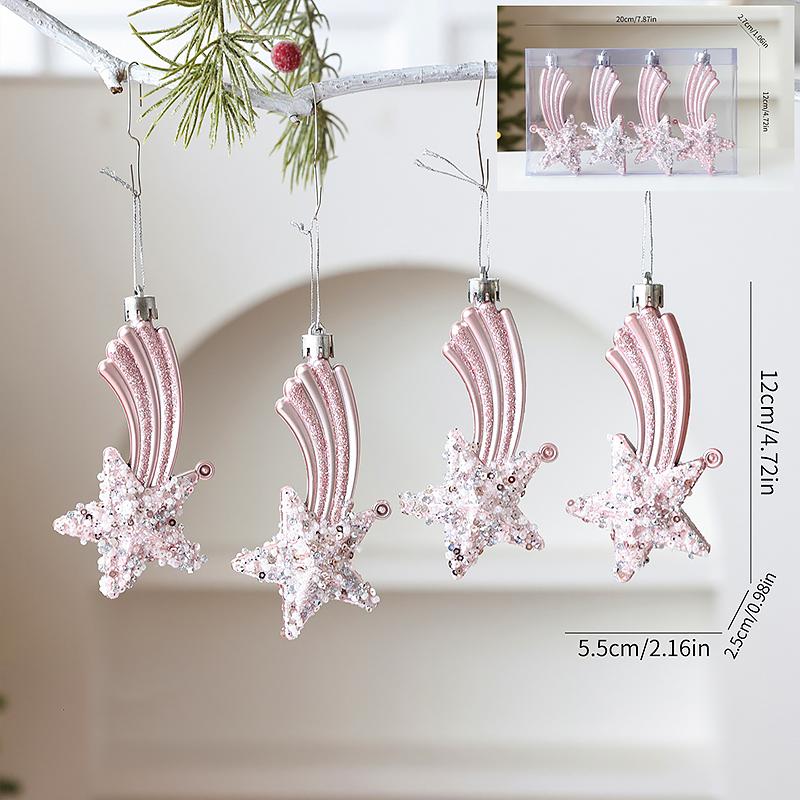 

Рождественская форма ореха Домашнее украшение Форма конфеты Изысканный дизайн с блестками Роскошные украшения для рождественской елки Блестящие 4 шт./набор B розовый