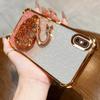 KEYSION Shockproof Plating Phone Case for iPhone XS Max Clear TPU Glitter Jewelled Swan Kickstand Back Cover for iPhone X XR