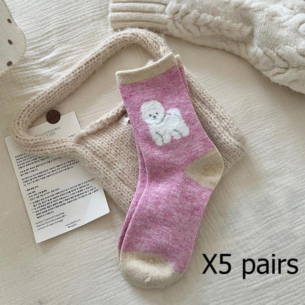 Cartoon Socks, Animal Socks, Women's Socks, Autumn and Winter Socks, Warm Socks, Thick Velvet Socks, Mid Length Socks