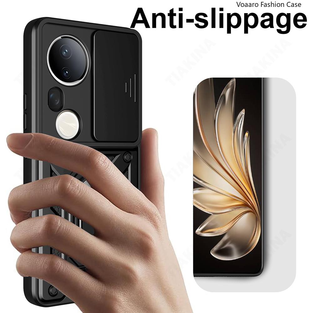 Slide Lens Armor Funda for Vivo T4 Ultra 5G Case for Vivo S20 Pro 5G Case Magnetic Ring Stand Holder Shockproof Phone Cover