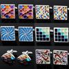 Moder Mens Coloful Pattern Square Cufflinks Pastel Sail Shaped Sleeve Button Birthday Anniversary Father's Day Pretty Gift