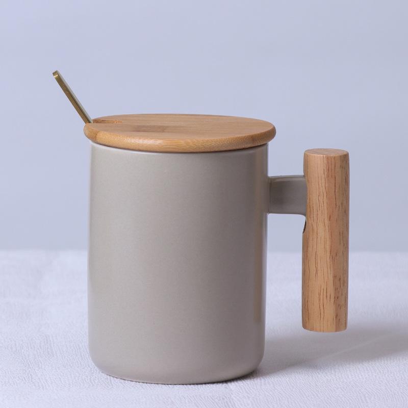 Nordische Keramiktasse mit Holzgriff - Ideal für das Büro, für Kaffee oder als Geschenk