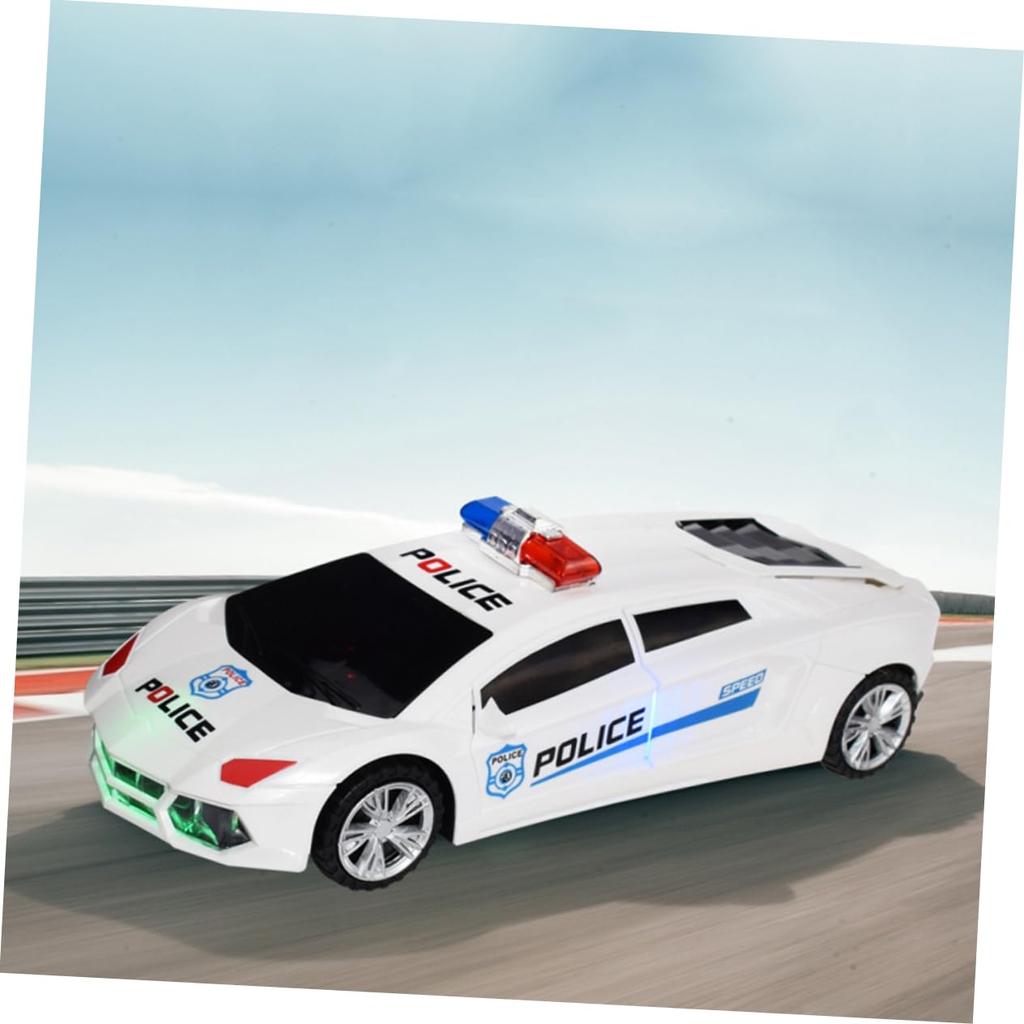 EXCEART Halloween Police Car Toy with Lights and Musical Racing Toy for Electric Halloween 1-Piece Sounds, Kids, White,