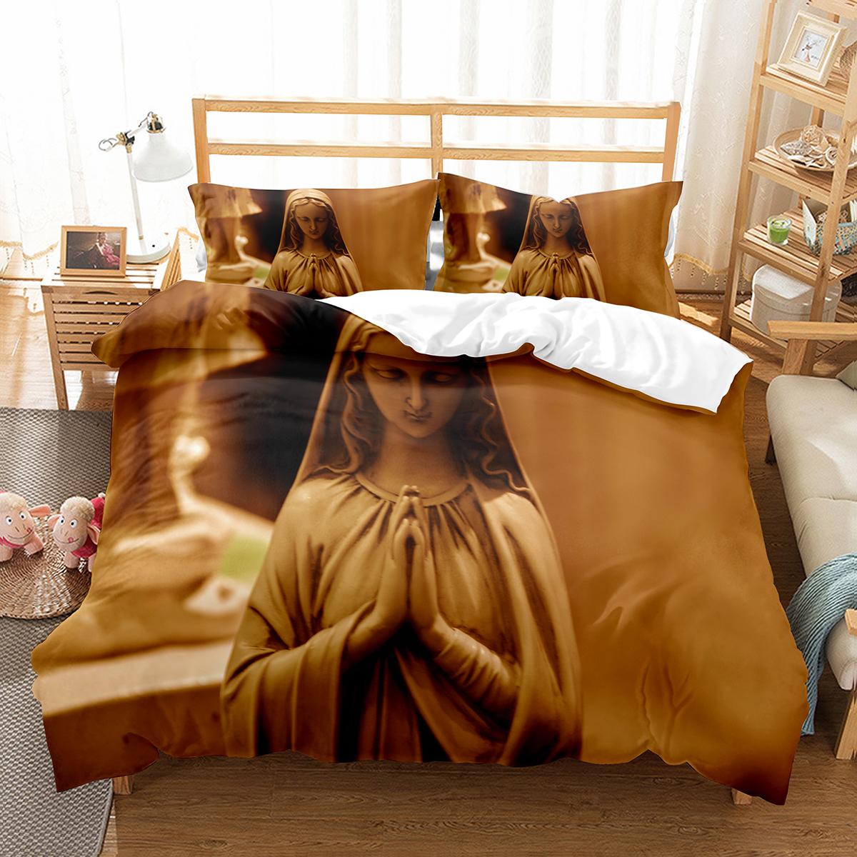 

Christianity Bible Jesus Theme Soft Duvet Cover Religion Christian Cros Comfortable Quilt Cover Black Polyester King Soft Duvet Cover for Children 100*200cm Single