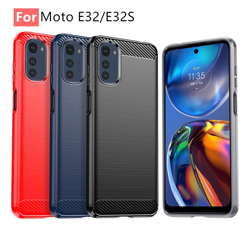 For Cover Moto E32S Case For Motorola Moto E32S Capa Carbon Fiber Bumper Back Shockproof Soft Case For Moto E 32 E32 E32S Fundas