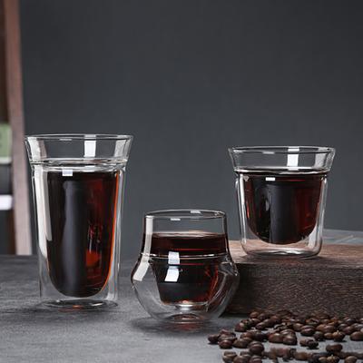 Set de 2 tasses en verre à double paroi Tasse à café expresso Anti-brûlure Verre à shot Brandy Vin Tasse à thé Mug transparent 120/180/280ml