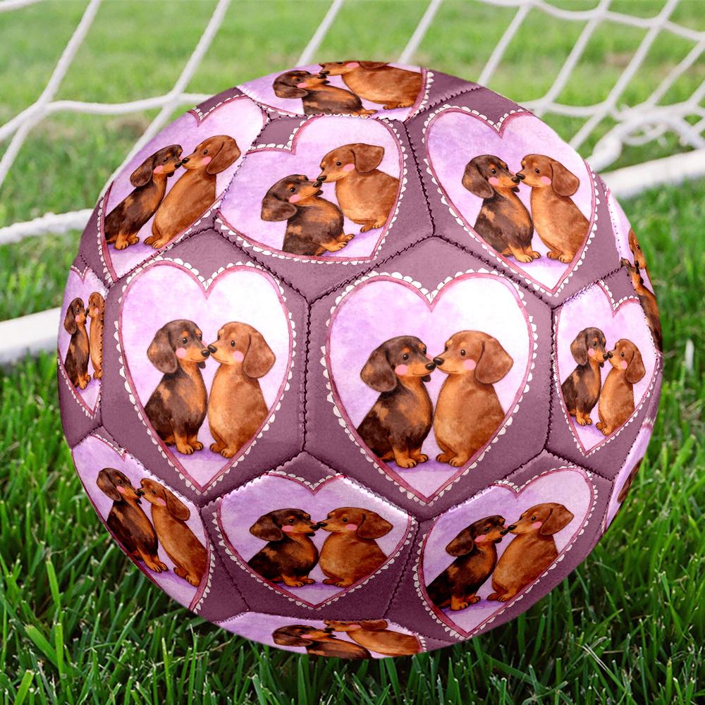 1pc Dachshunds Love Heart Theme Soccer Ball Football, Size 5, Lightweight PVC, Outdoor Training Soccer Ball,Gift J61424