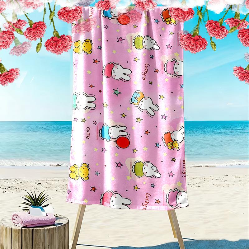 Miffy Print Beach Towel, Large Soft Quick Dry Towel for Beach Camping Swimming