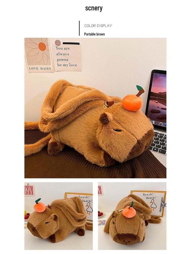 Adorable Capybara Plush Backpack & Shoulder Bag