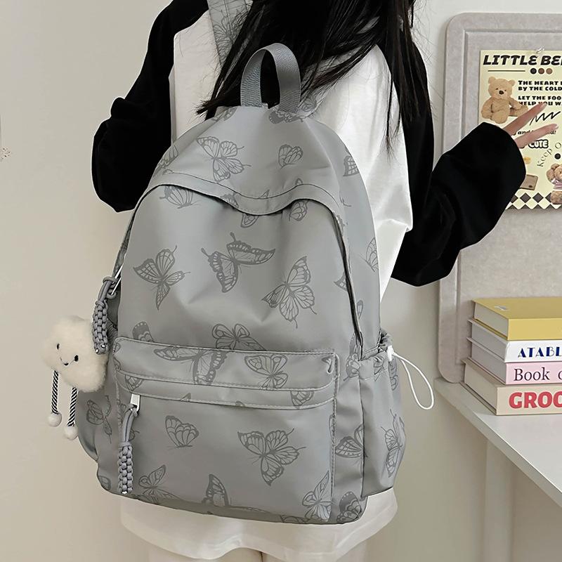 Schoolbag Japanese Schoolbag Female Ins Butterfly College Student Backpack Junior High School Leisure Large-capacity Backpack Going Out for Travel