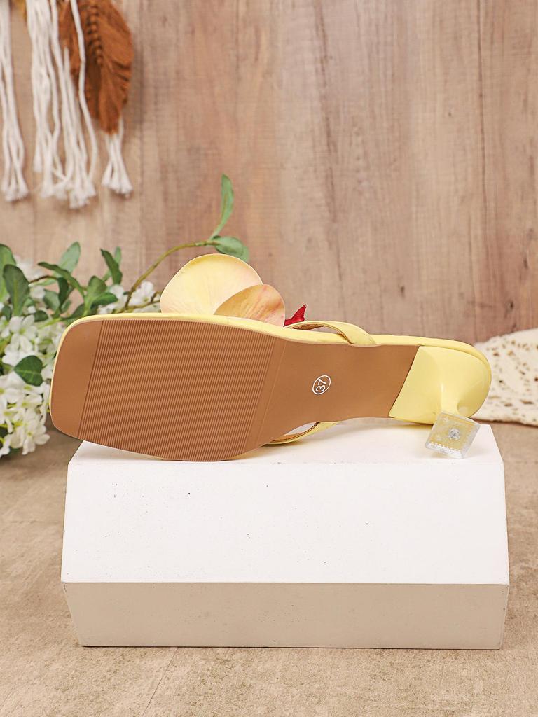 Women's High-Heeled Flip-Flop Sandals, 2025 Summer Collection, Floral Square Toe Design, Thin Heel, Niche Style, In Stock