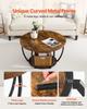 Coffee Table, Modern Round Coffee Table, 2 Tiers Wooden Circle Center Desk with Open Storage, Minimalist Sturdy Metal Frame Accent End Desk for Living
