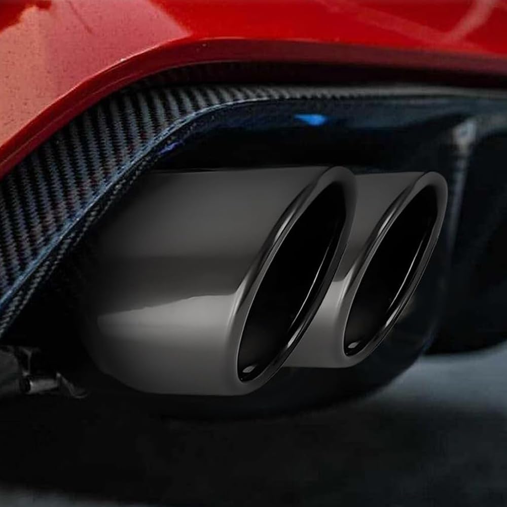 Srasakan Car Muffler Cutter, Downward Type, 2 Openings, 2.5 Inch Diameter, Exhaust Tip, Diagonal