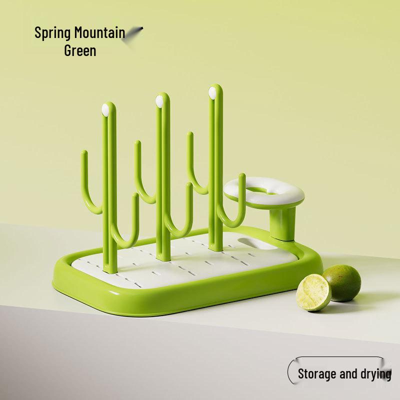 

Detachable Portable Baby Bottle & Nipple Drying Rack with Dustproof & Water Draining Features белый/зелёный