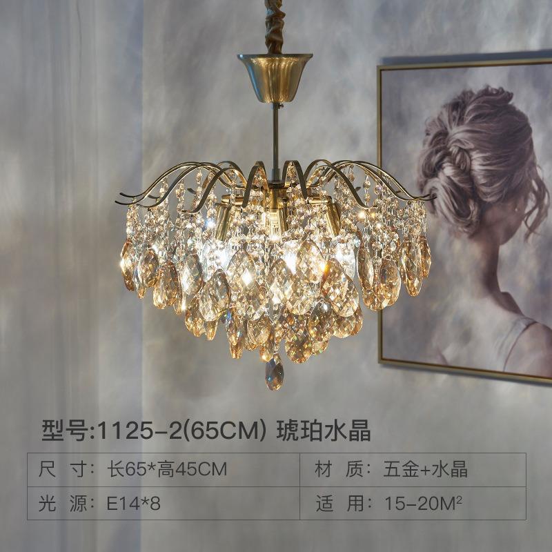 Luxury French Crystal Led Ceiling Pendant Lamps Nordic Bedroom Living Room Dining Table Amber Lustre Art Decor Chandelier light