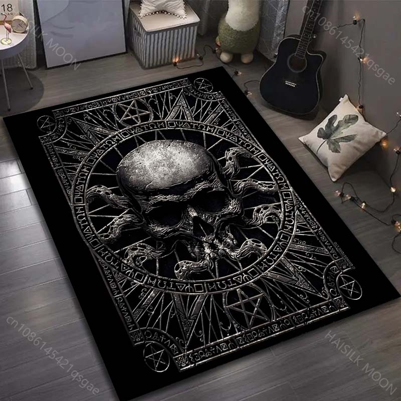 Dark Mysterious Skull Symbol Print for Carpet Living Room Bedroom Bedside Floor Mat Area Rug Modern Home Fashion Carpet Decor